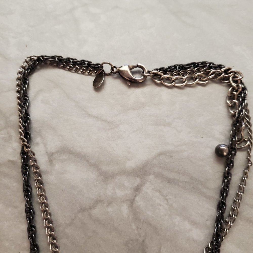 💖 Chico's Rhinestone Crystal Pave Multi Chain Circle Pendant 💖 - Picture 2 of 6